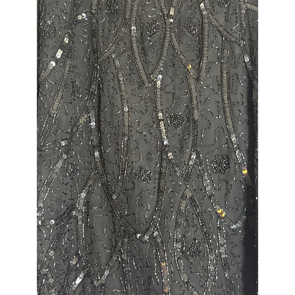 Vintage Silk Black Beaded Sequin Top 80s Glam Womens Medium Cocktail Stenay - Picture 2 of 6